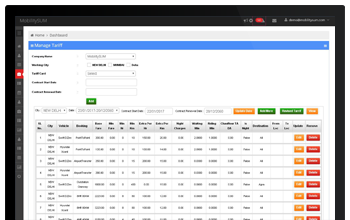 Taxi Software Multirate card